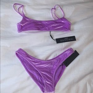 Purple Triangl Velvet Bikini and fanny pack